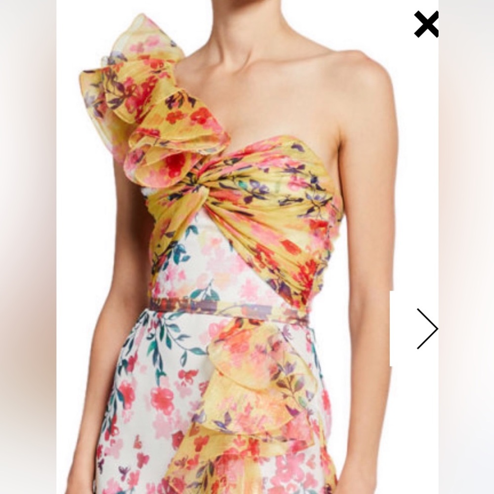 Marchese notte Floral One-Shoulder Dress